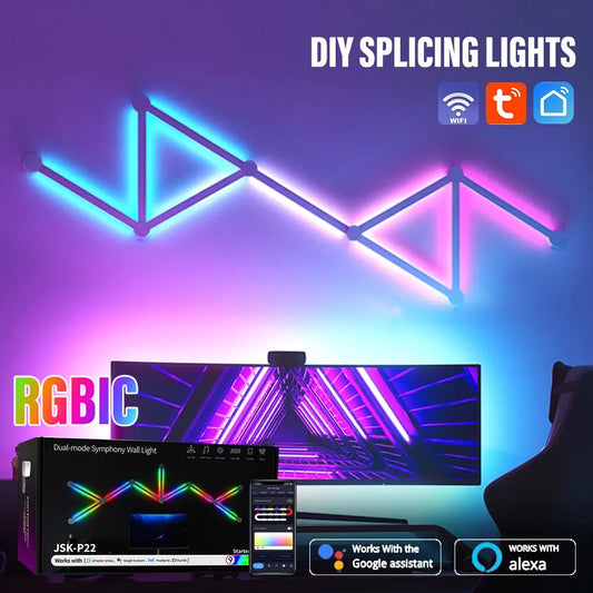 smart wall lamp rgbic light bar tv backlight bedroom game room decorat