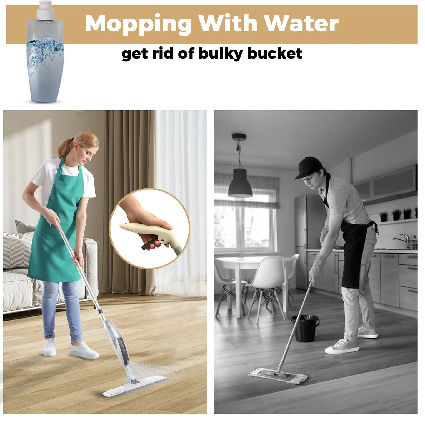 Spray Floor Mop with Reusable Microfiber